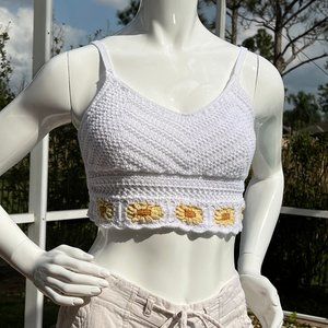 Hollister S Small Crochet Halter Tank Top White